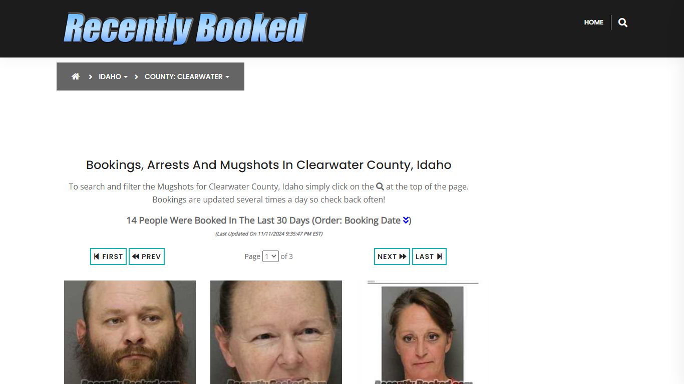 Bookings, Arrests and Mugshots in Clearwater County, Idaho