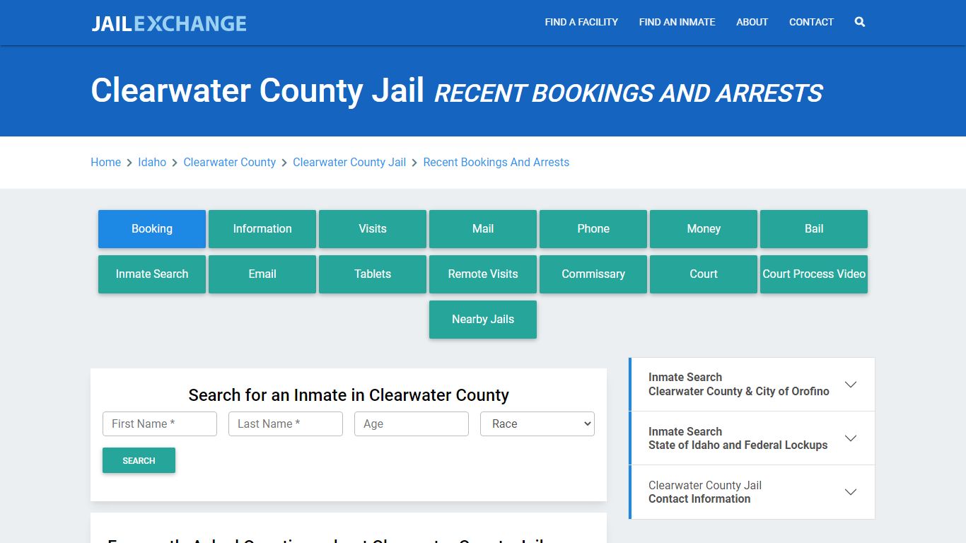 Clearwater County Jail Recent Bookings And Arrests - Jail Exchange