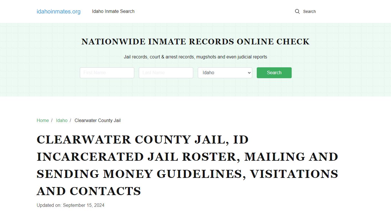 Clearwater County Jail, ID: Inmate Lookup, Visitation & Contact Info